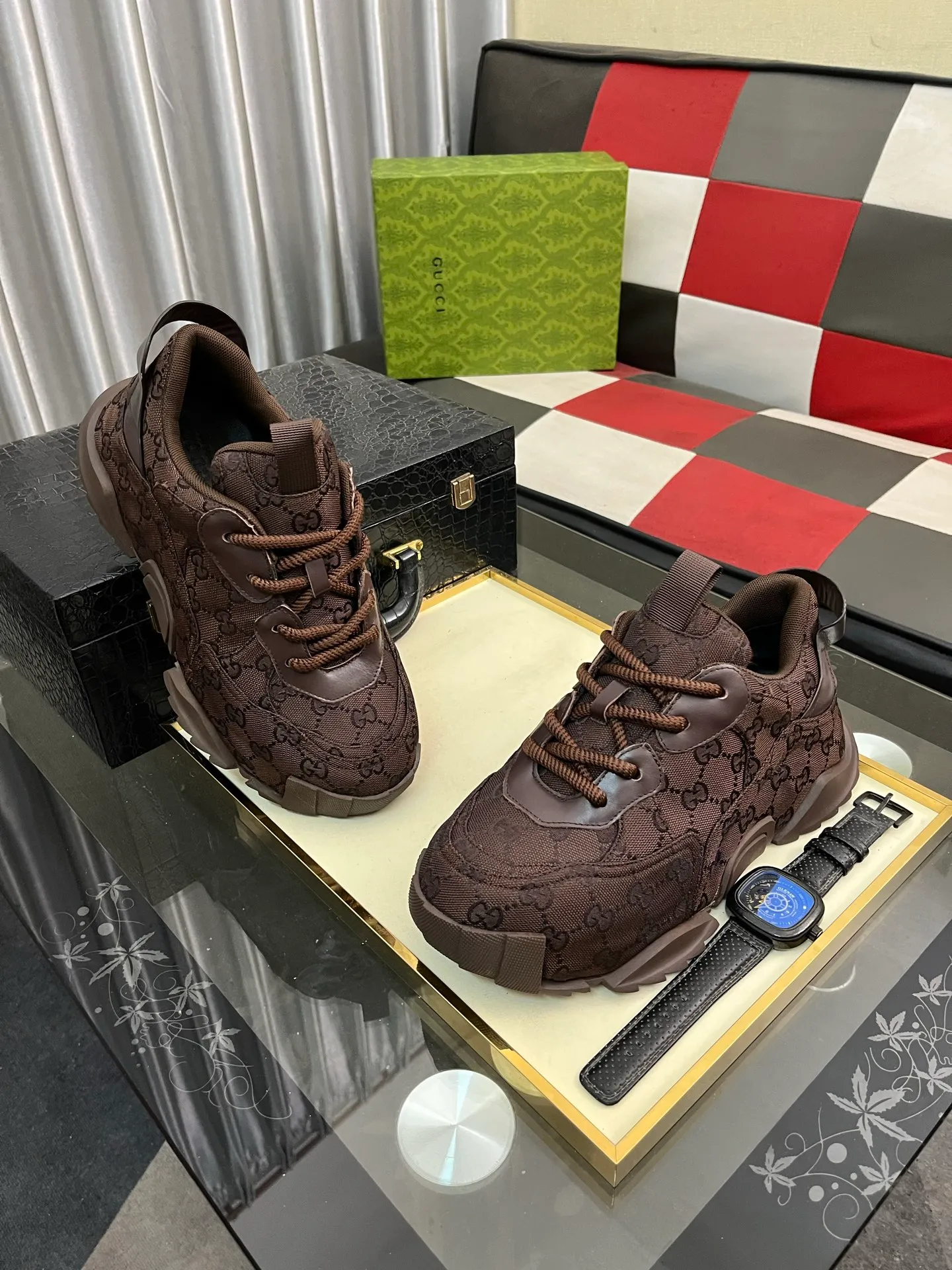 Men's shoes 💰600⌚️⌚️ (GUCCI-Gucci) luxury brand sports and casual shoes, imported original material, sheepskin lining, high-end and comfortable, original outsole is light and wear-resistant! Purely handmade, details determine quality! 38-444️⃣colors available